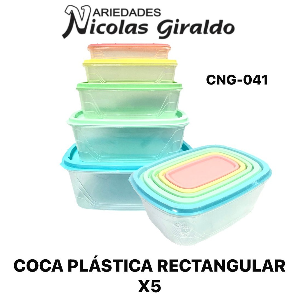Coca plastica rectangular x5