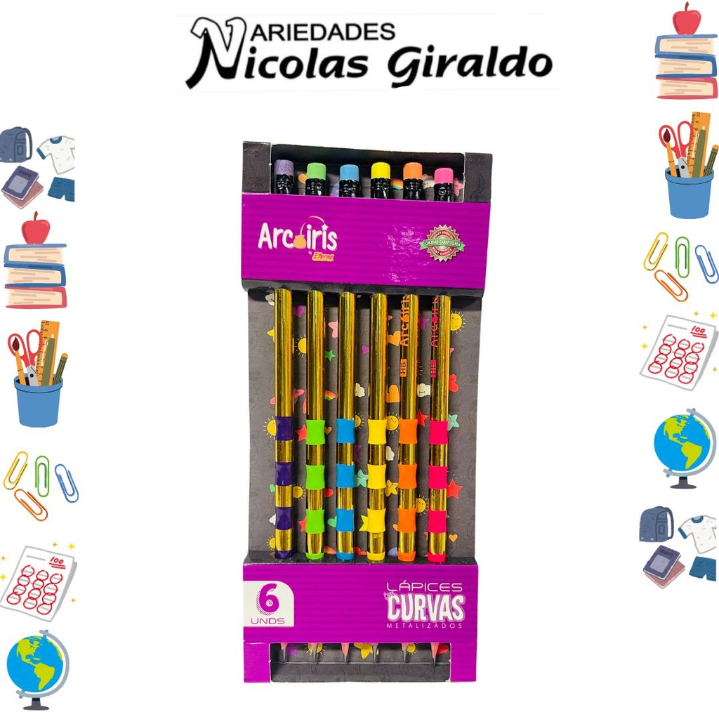 Lapiz eterna arcoiris curvas x6 