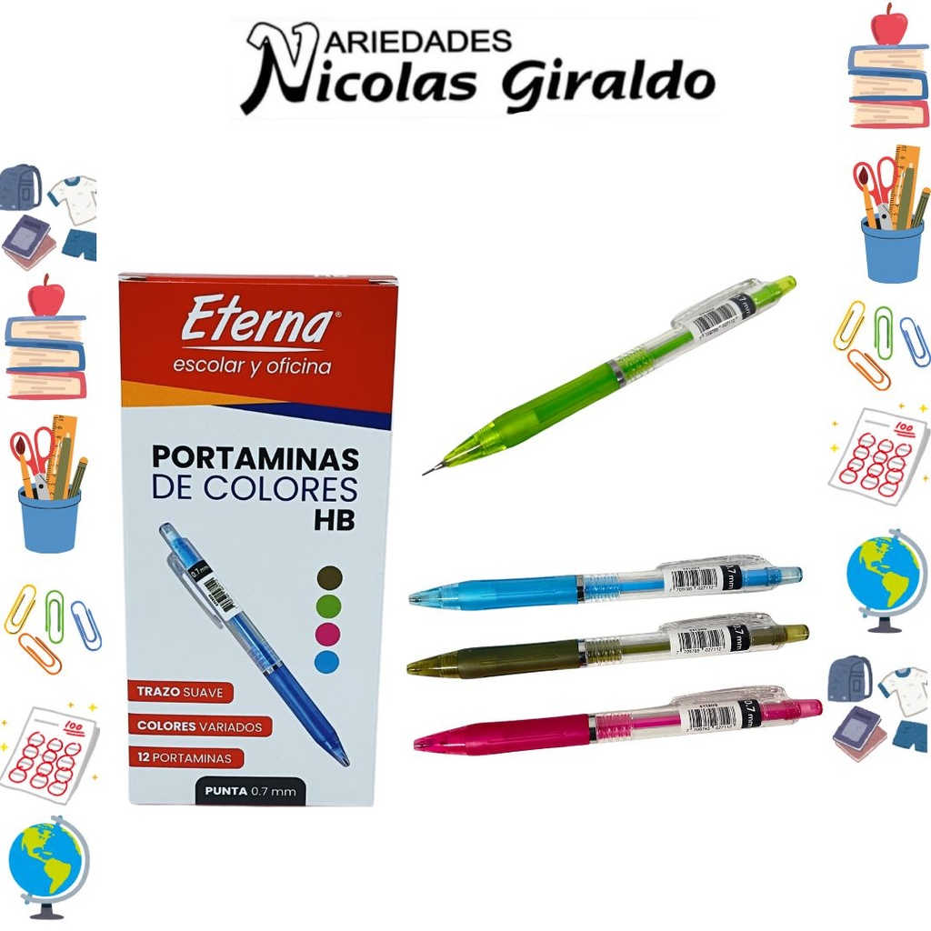 Portaminas eterna neon transparente 0.7 mm caja x12 