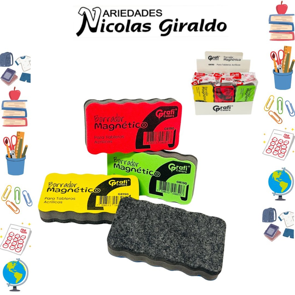 Borrador de tablero iman paquete x12