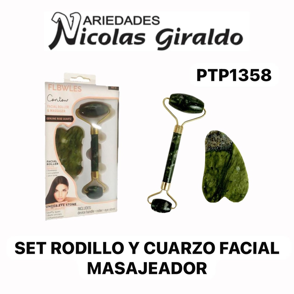 Set rodillo y cuarzo facial masajeador 