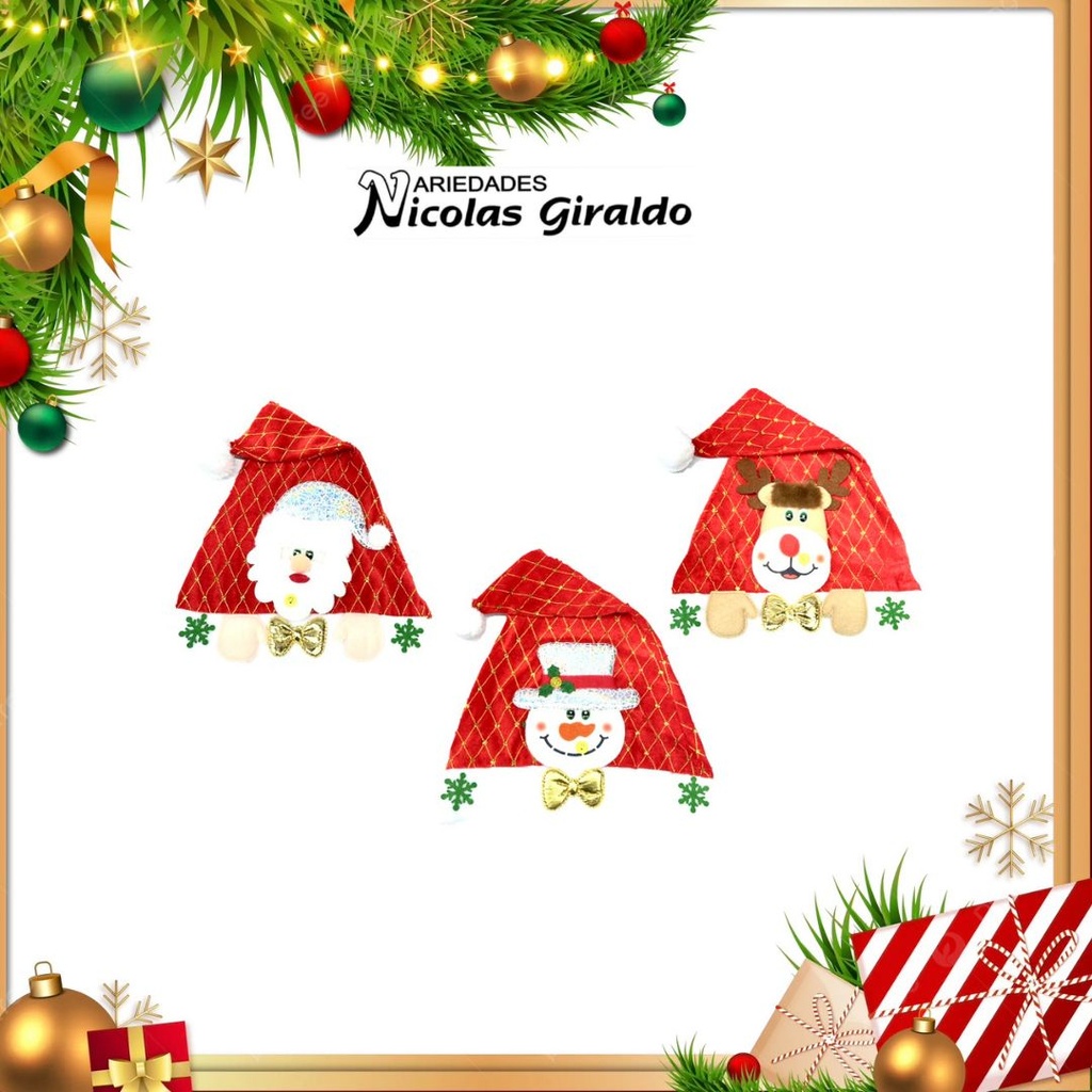 @GORRO NAVIDAD LUZ CARAS  PQT X6