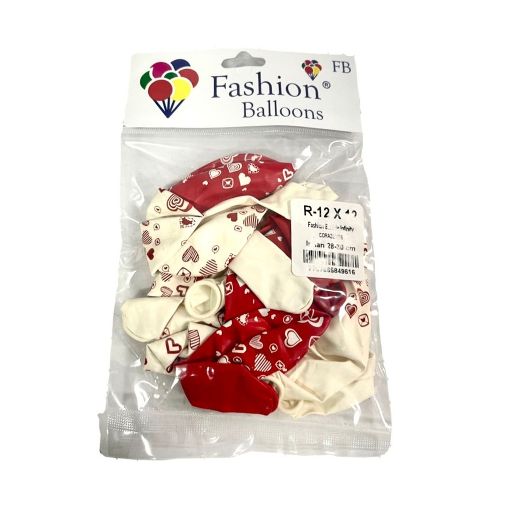 Bomba fashion ballons estampada corazones r12x12  