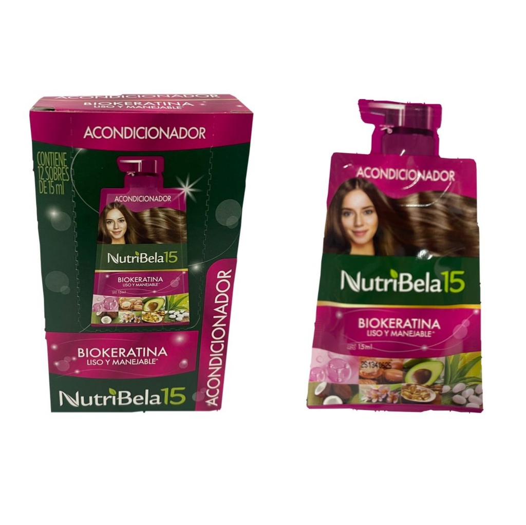 Acondicionador nutribela biokeratina (fucsia) sobre x12