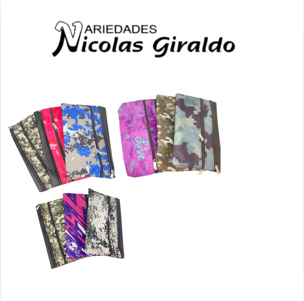 Cartuchera economica 2 cierre paquete x12 