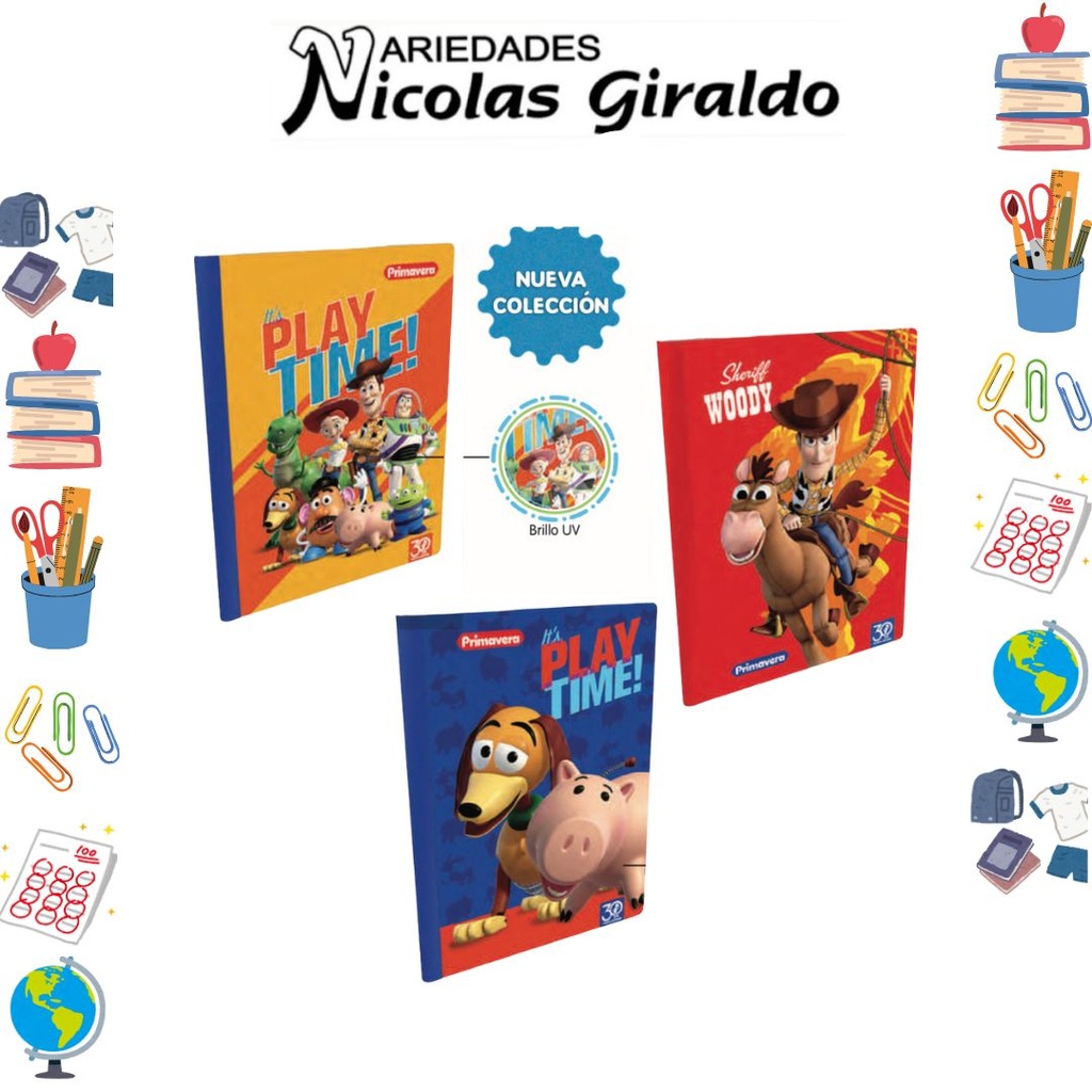 Cuaderno cosido primavera 100H cuadro toy story niño