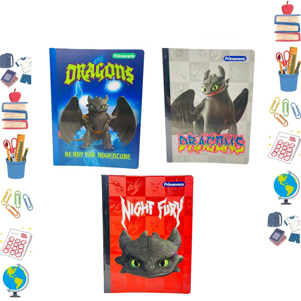 Cuaderno cosido primavera 100H raya entrenando a tu dragon 