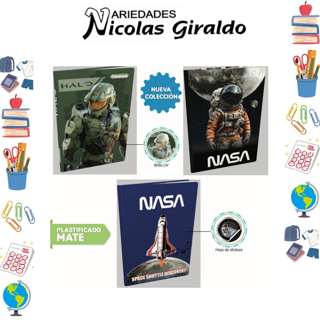 Cuaderno cosido primavera pasta dura 100H raya nasa    