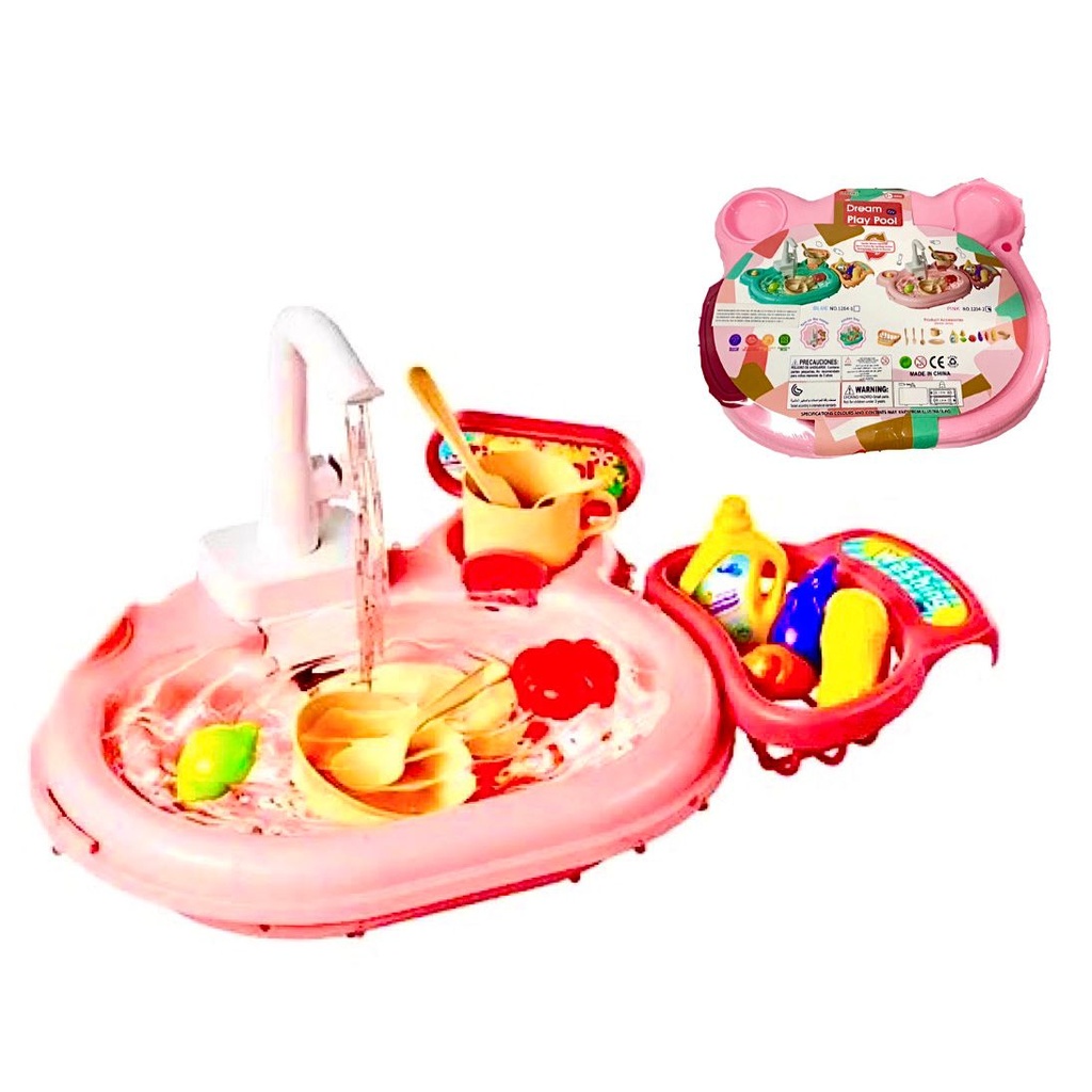 @Cocina infantil lava vajilla mecanismo agua   