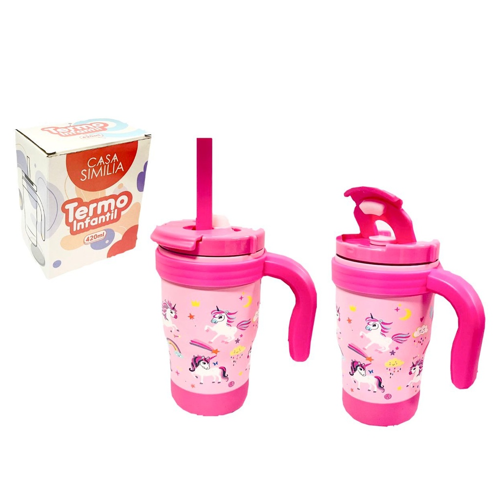 Termo metal fino con manija infantil 420ml   