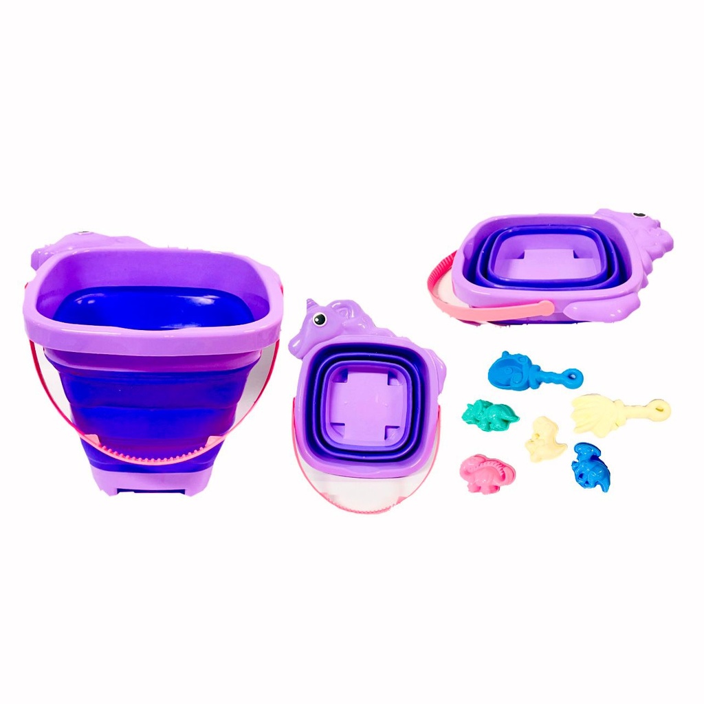 @(2407-1)Balde playero unicornio expansible con accesorios