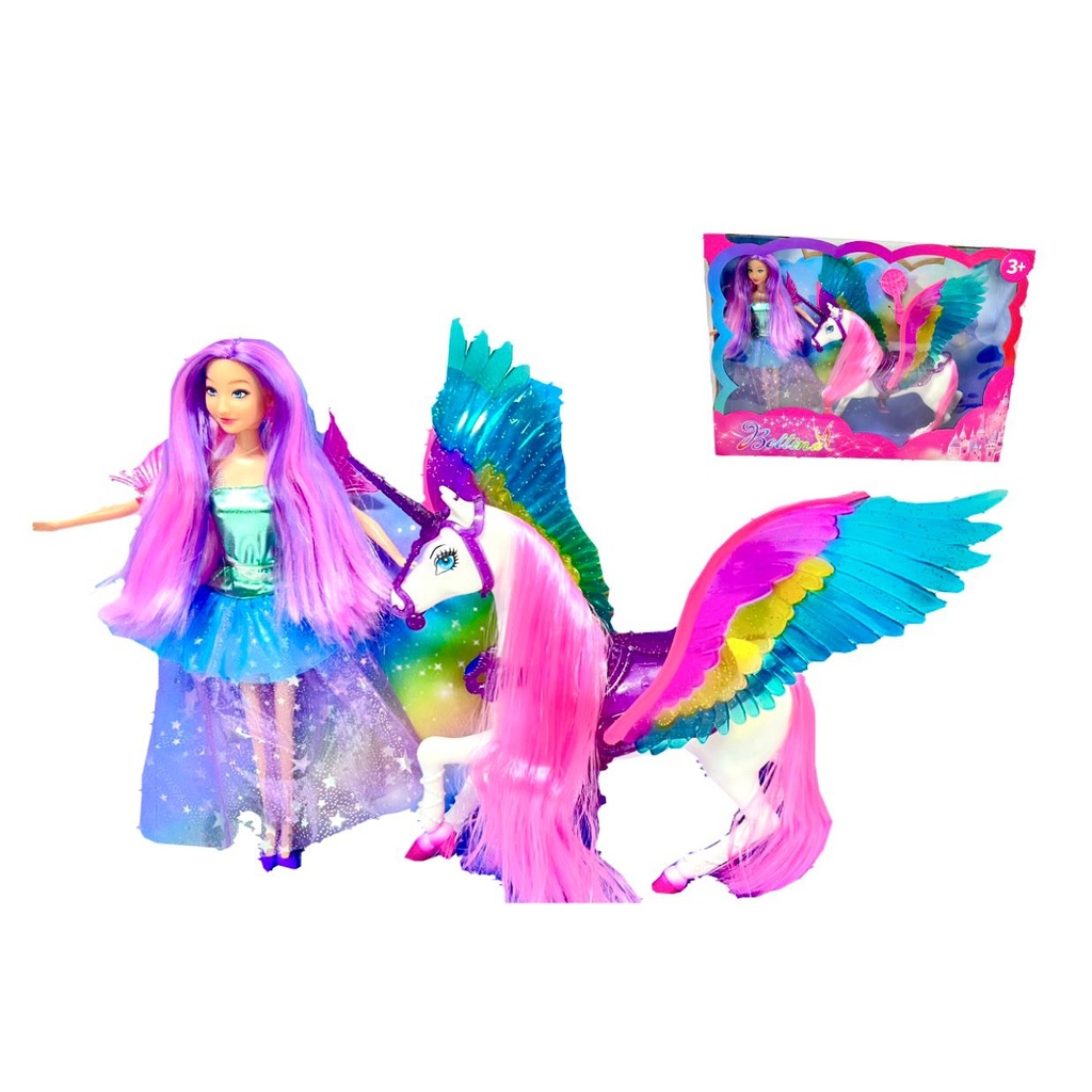 Muñeca grande fina con unicornio