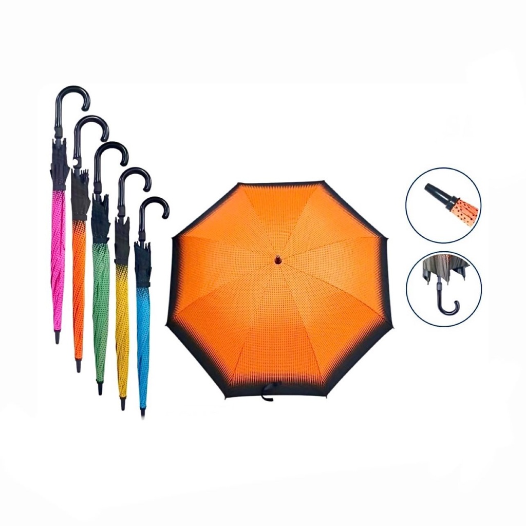 Sombrilla larga baston semi automatica filtro estampada