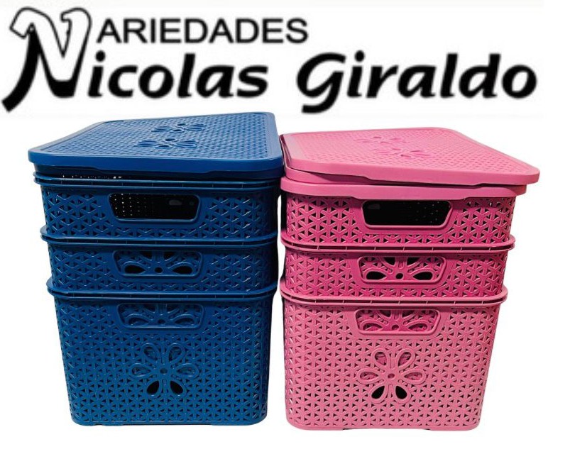 Canasta floral rectangular pqt x6