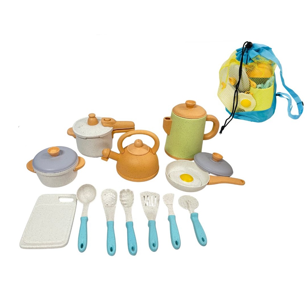 Vajilla infantil fina en morral 