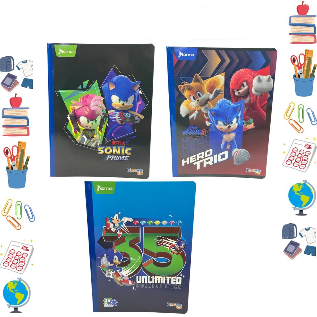 Cuaderno xpresarte cosido licencia 100H cuadro sonic 