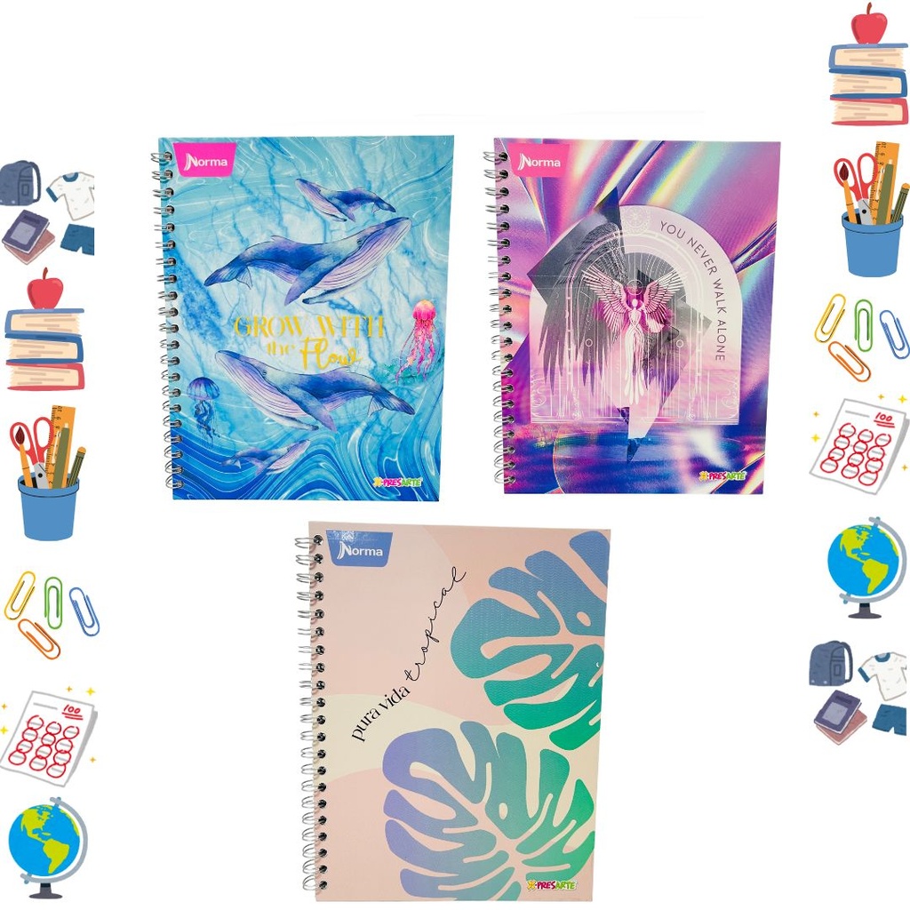 Cuaderno xpresarte argollado grande dura book femenino cuadro 