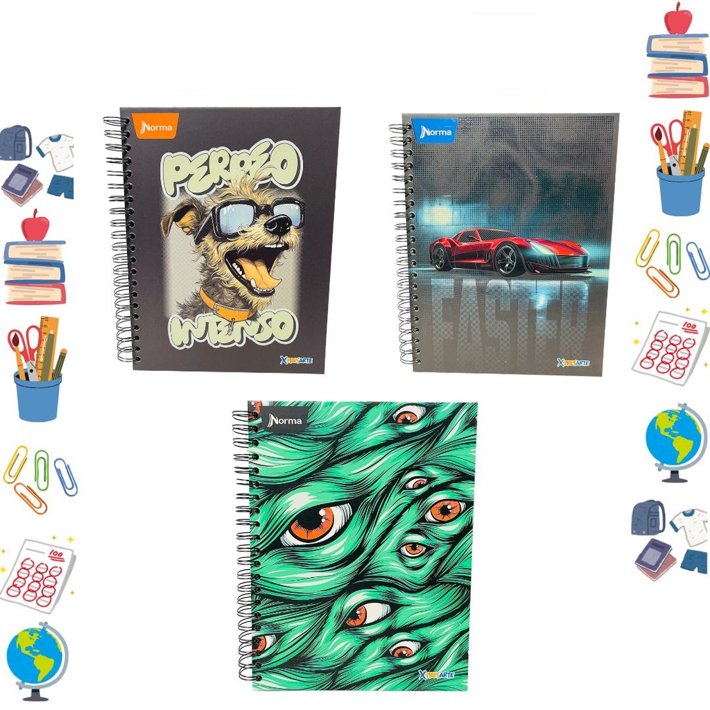 Cuaderno xpresarte 5 materias dura book grande masculino 