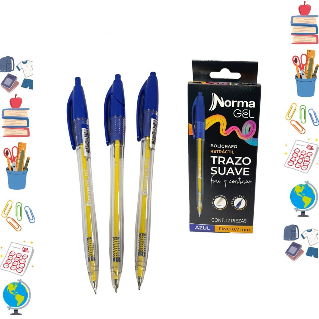 Lapicero norma .7 retractil azul x12  