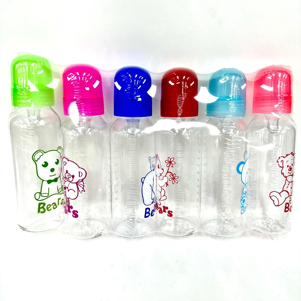 Tetero liso grande 8oz traslucido paquete x6