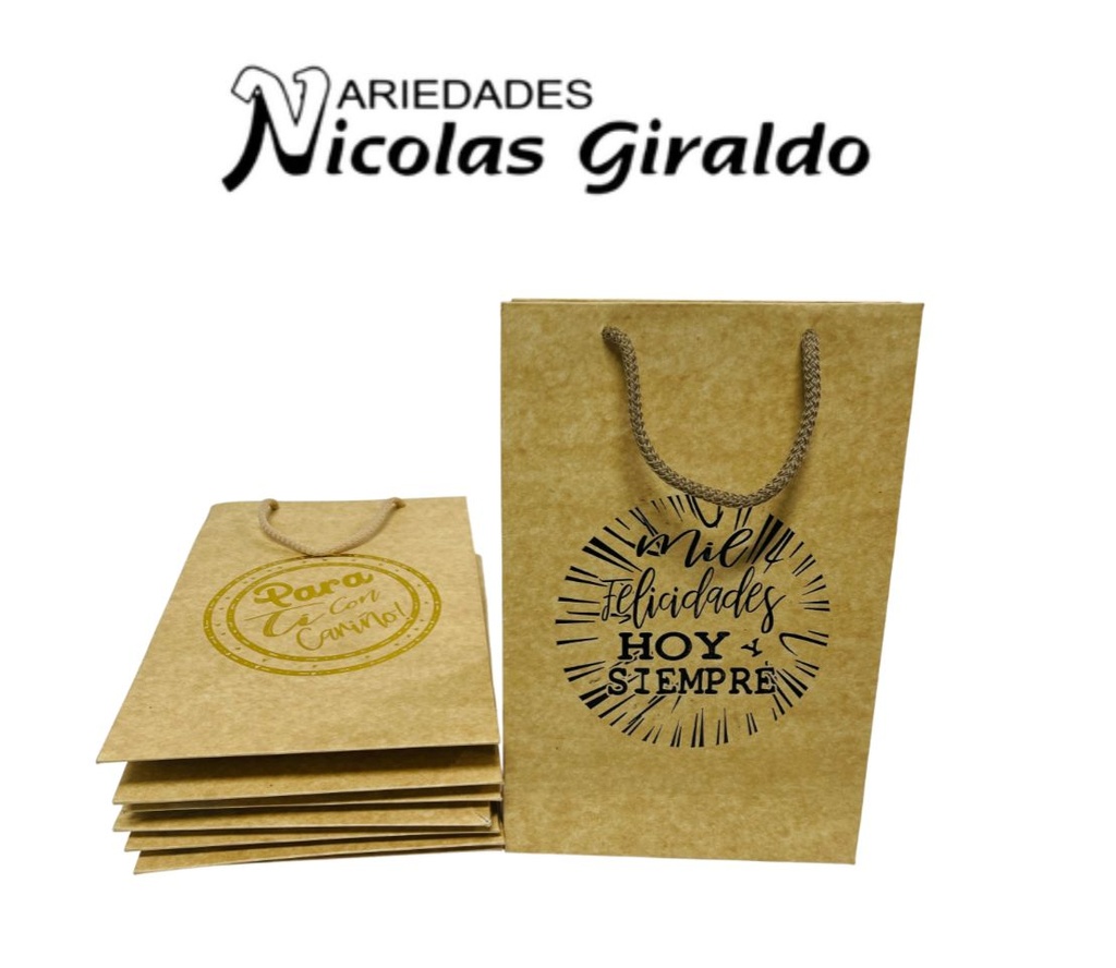 Bolsa regalo cariñito kraft estamp mediana PQT X12