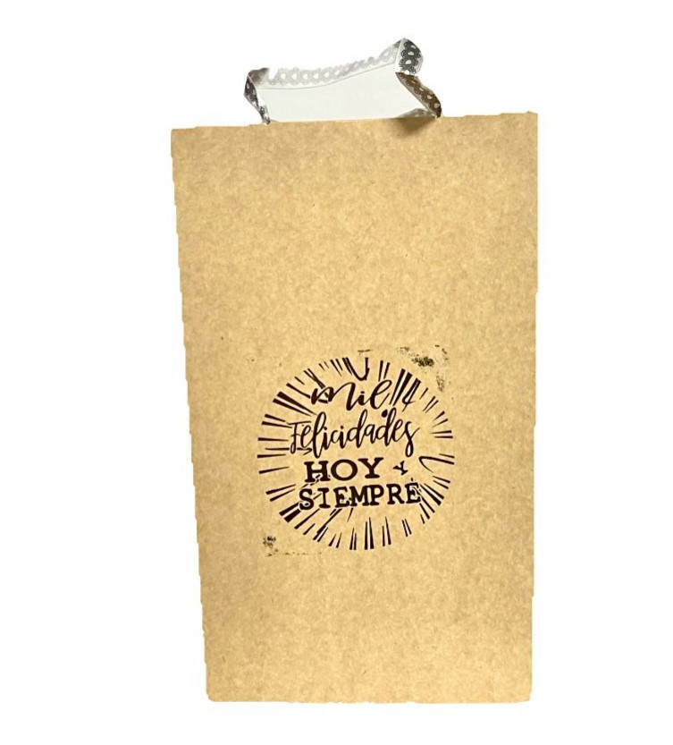Bolsa regalo cariñito grande vertical kraft estampada PQT X6