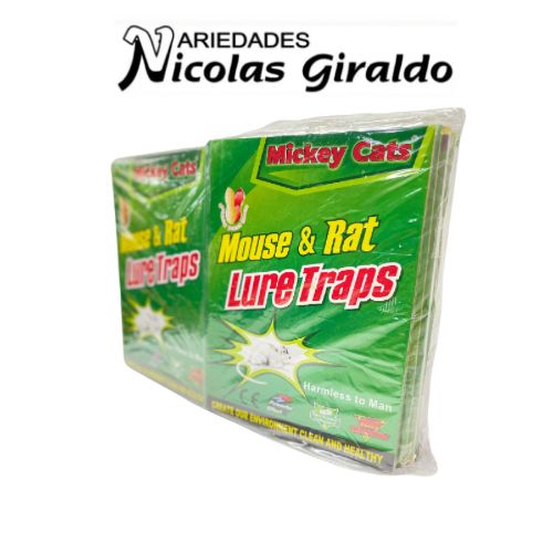 Pega rata grande con comida carton verde PQT X12