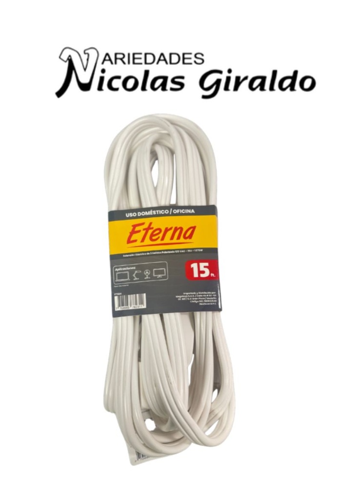 Extension blanca eterna fina 15FT  