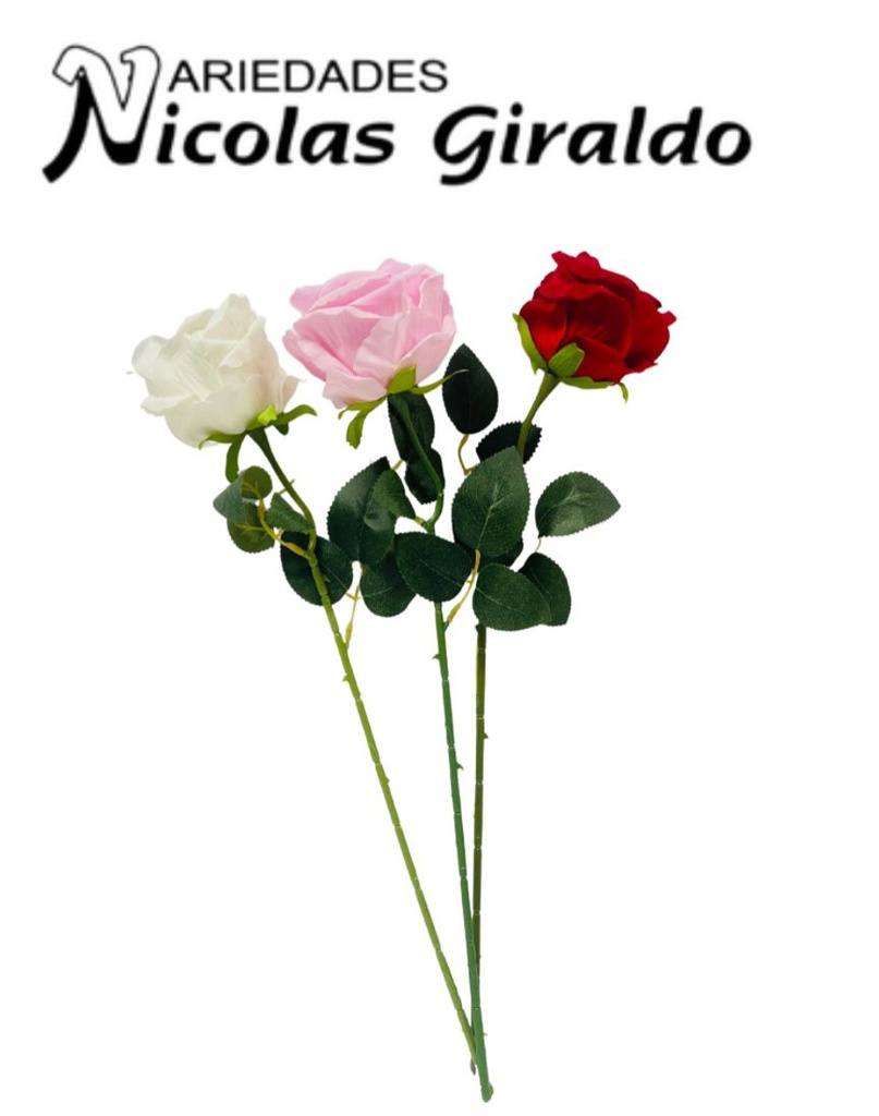Flor artificial rosa surtida x1 mediana 