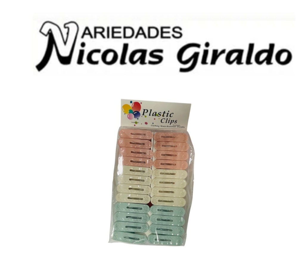 Gancho pinza ropa fino pastel x24