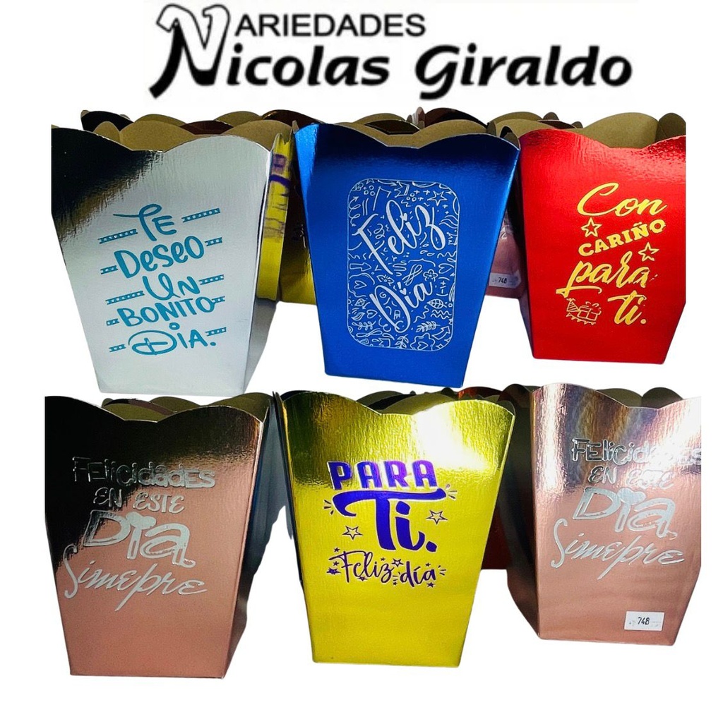 Caja ancheta cariñito mediana metalizada x6  