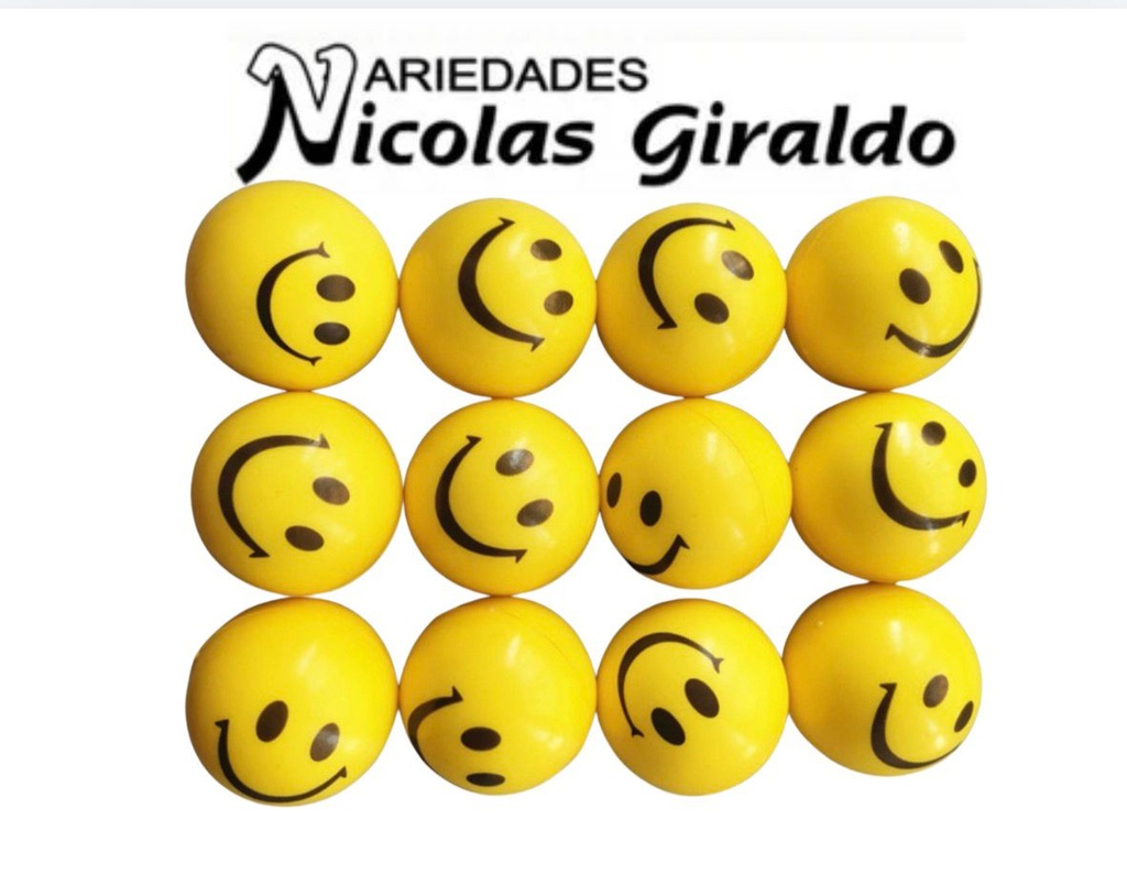 Pelota relajante carita feliz pequeña paq x12  
