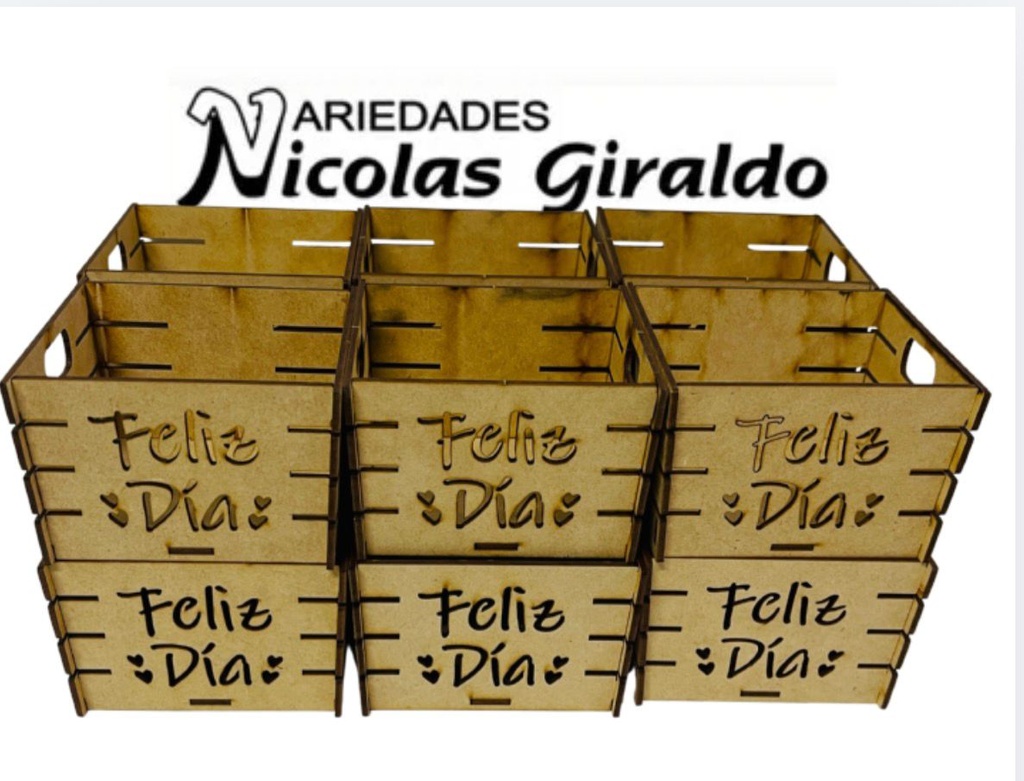 Canasta ancheta laser cuadrada mini feliz dia pqt x12  