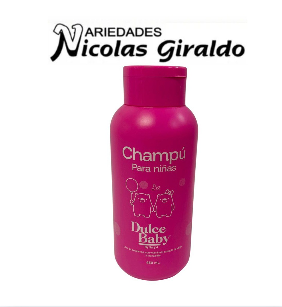 shampoo niñas x450ml dulce baby saryd rosado