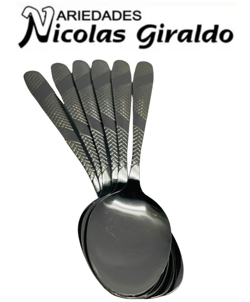 Cuchara metal fina x6 grabada  