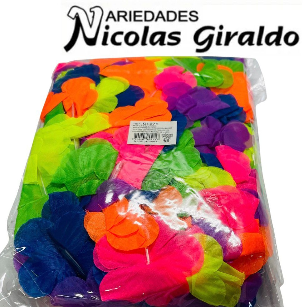 Collar hawaiano neon 2 hoja pqt x12  