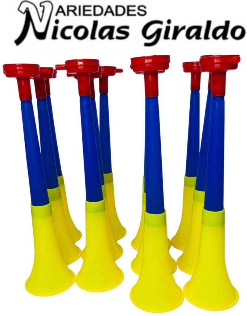 Vuvuzela colombia mediana 34cm 2 cuerpos PQT X12 