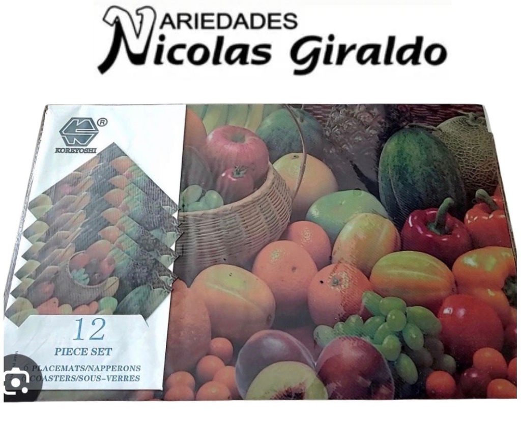 Individual mesa plastico sencillo x6 mas porta vaso