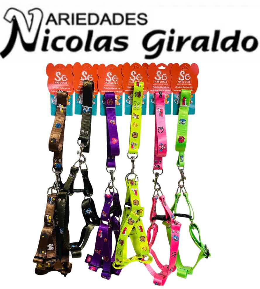 Collar mascota pechera grande estampado mosqueton PQT X6