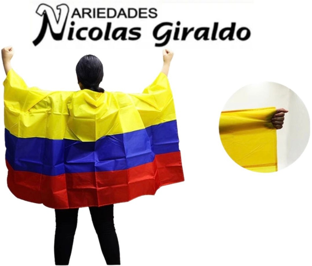 Bandera colombia sencilla tipo capa pqtx 12