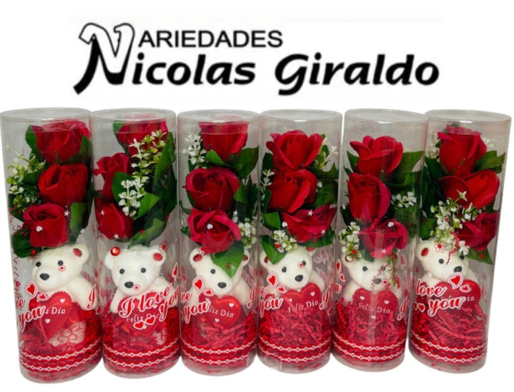 Detalle acetato redondo grande oso con rosa PQT X6