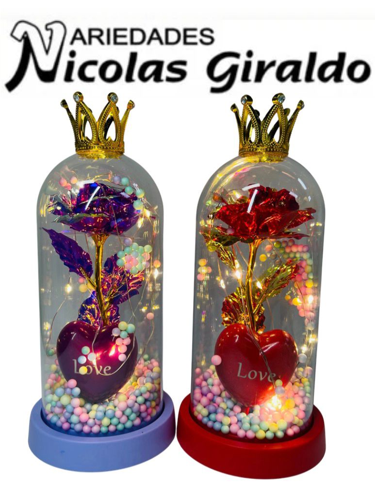 (2D-14016)Urna decorativa corazon luz grande con corona 