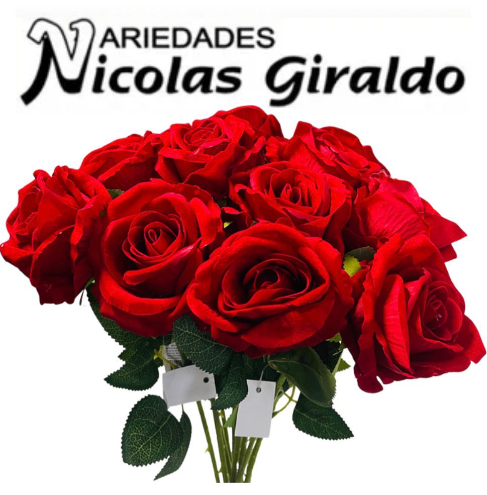 Flor artificial rosa surtida x1 mediana  PQT X12