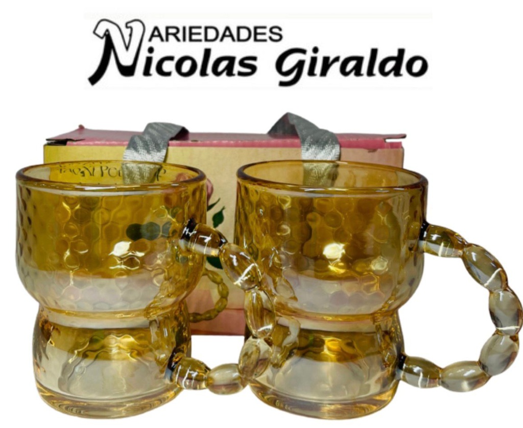 Pocillo vidrio caja x2