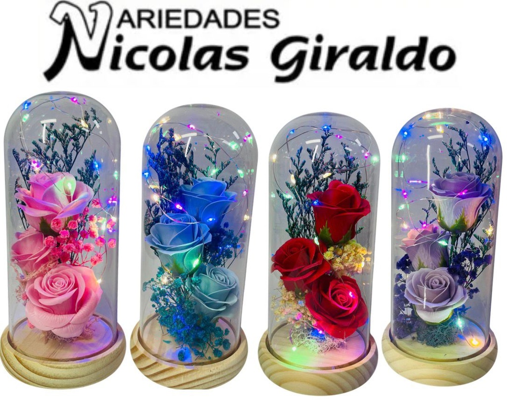 Urna decorativa rosa luz grande base madera 