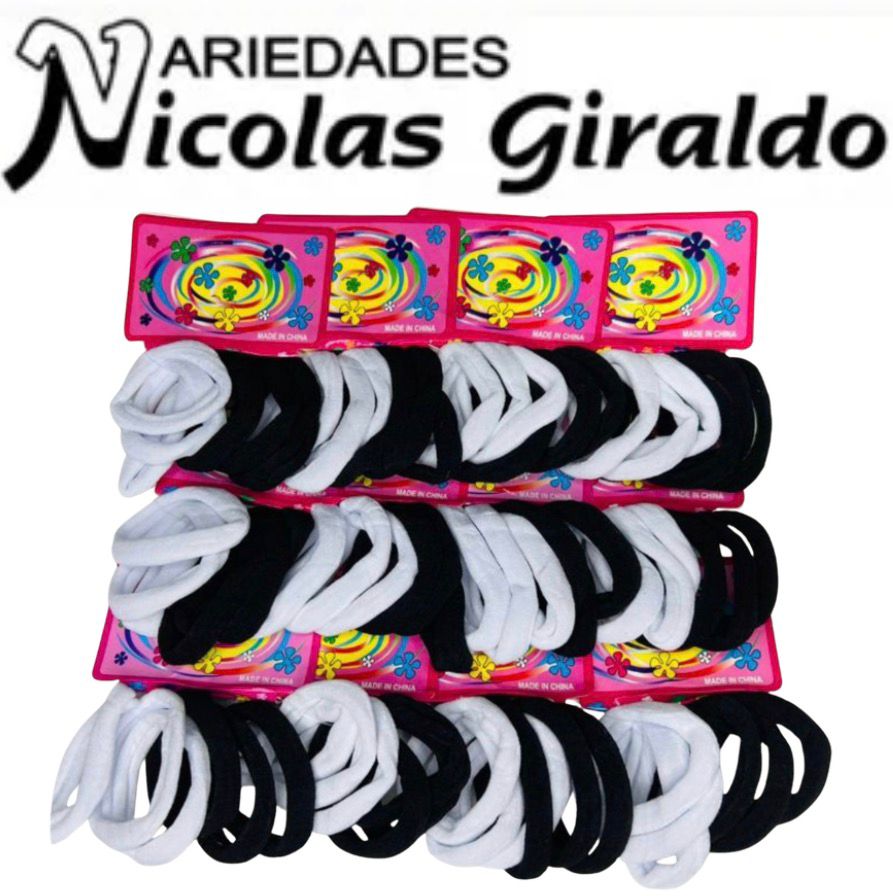 @Chulo resorte licra x6 pequeño blanco y negro bolsa x12  