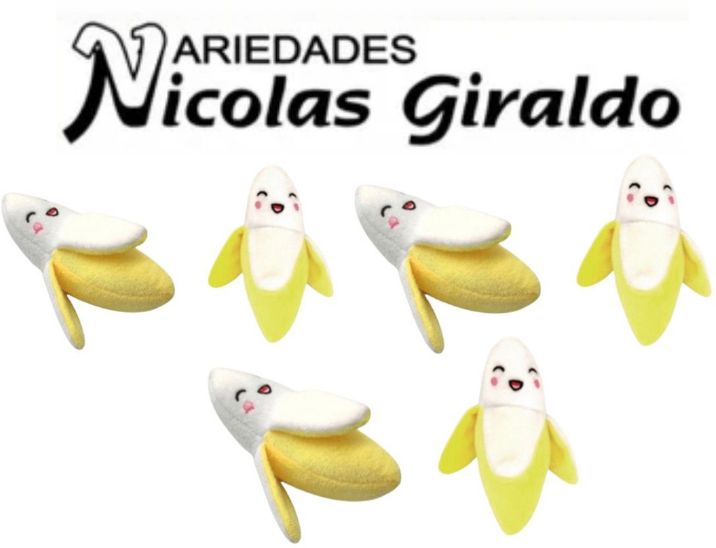 Juguete mascota banana peluche pqt x12 