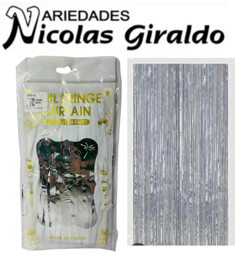 Cortina fiesta brillante 2x1 plata 