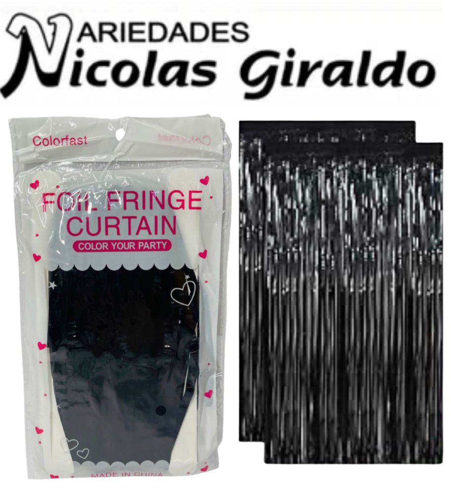 Cortina fiesta brillante 2x1 negra 