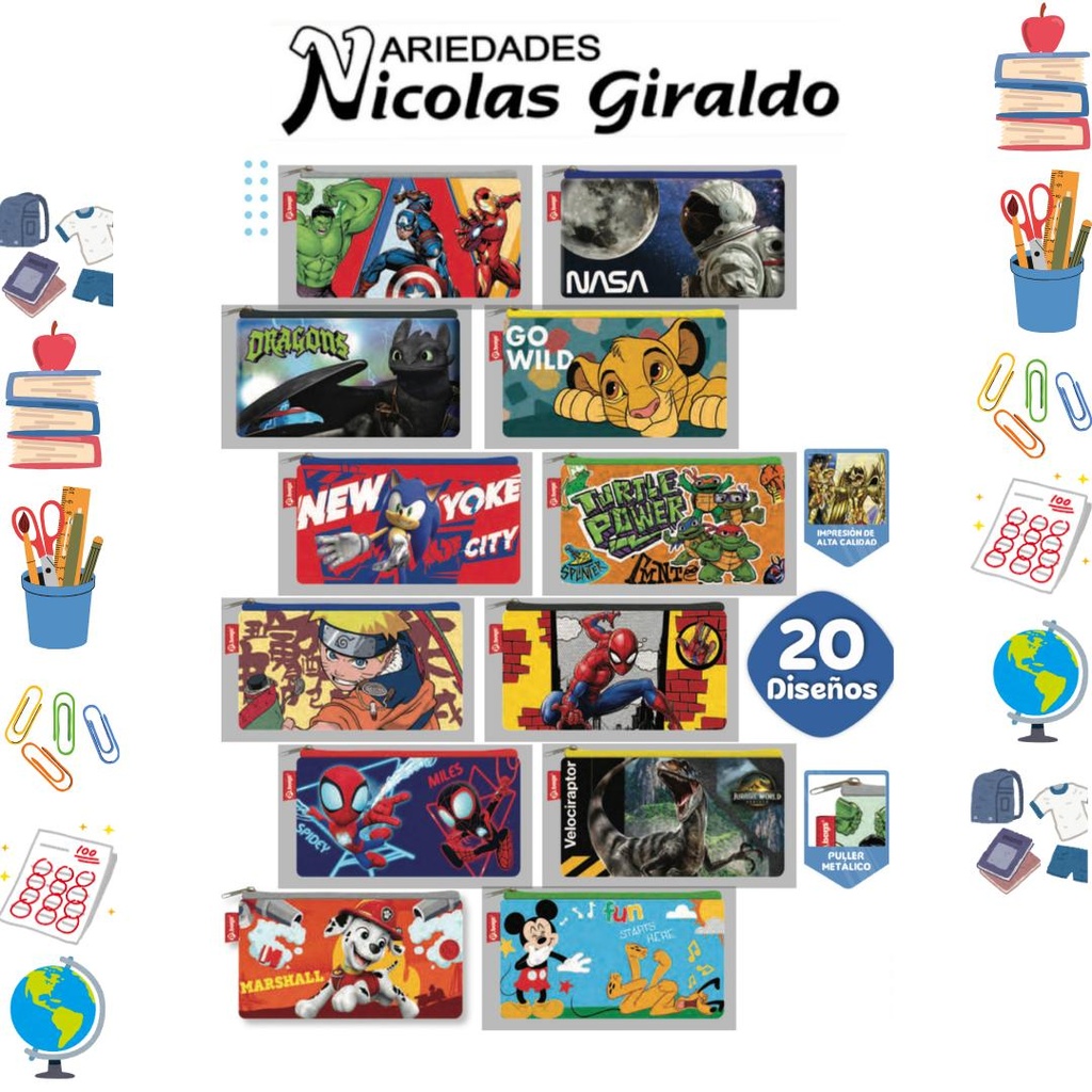 Cartuchera primavera 1 cierre niño